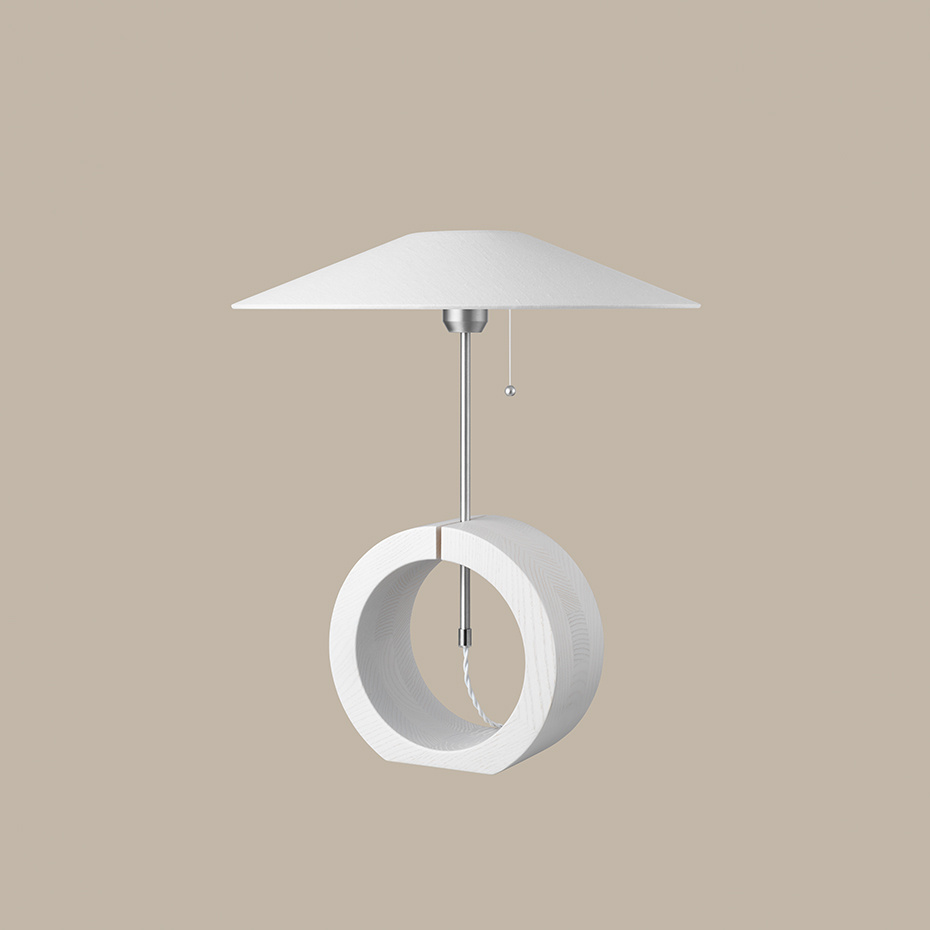 Bombus Bordslampa Vitlaserad Ask