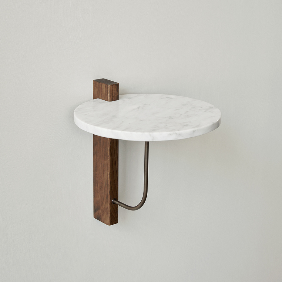 Corbel Shelf Dark Stained Oak/Carrara Marble