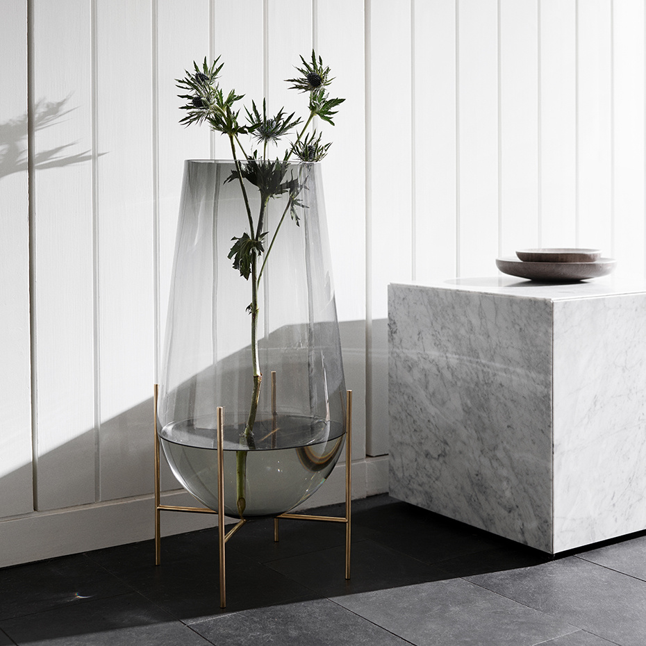 Échasse Vase Large Smoke/Brushed Brass