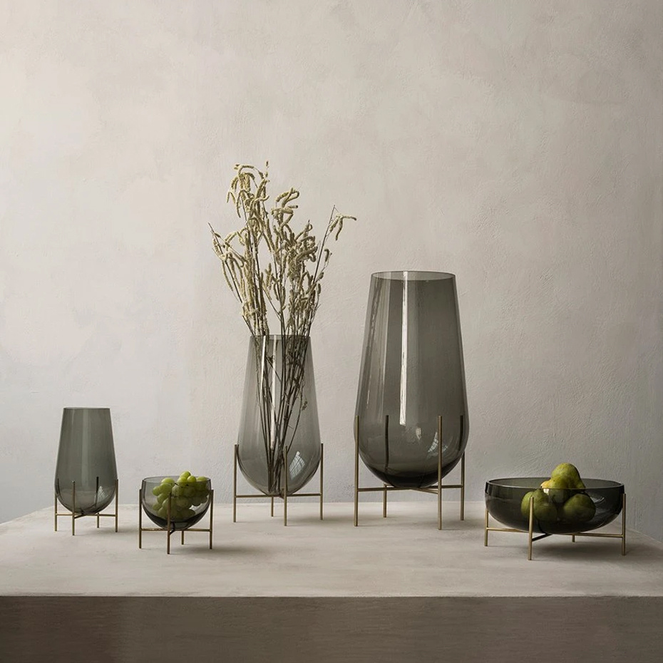 Échasse Vase Small Smoke/Brushed Brass