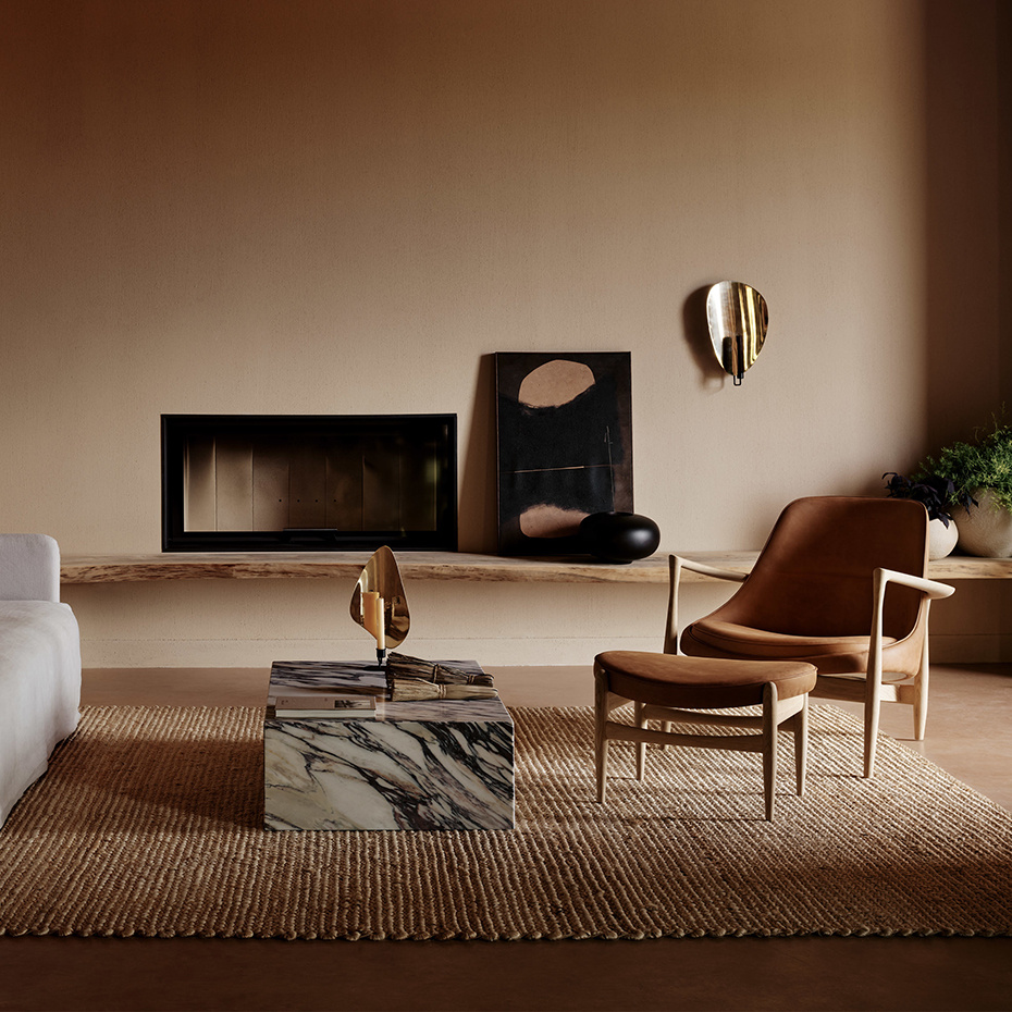 Flambeau Table Candle Holder 34cm Black/Polished Brass