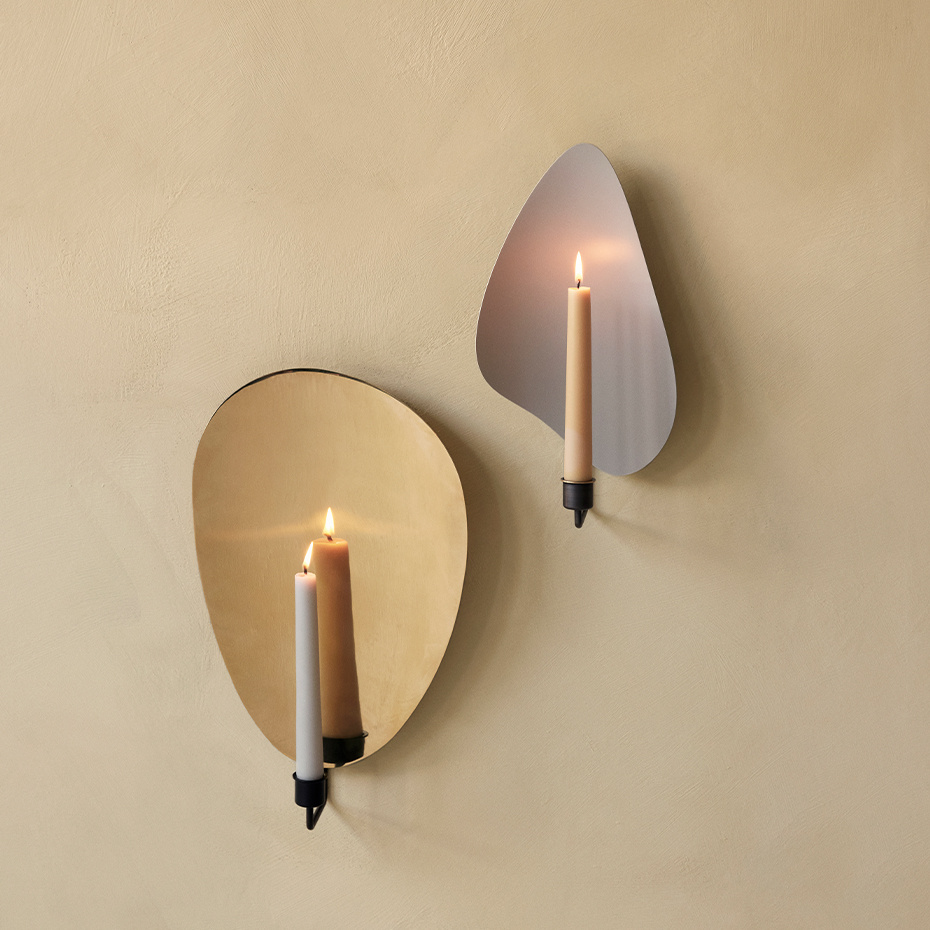 Flambeau Wall Candle Holder 40cm Black/Polished Brass