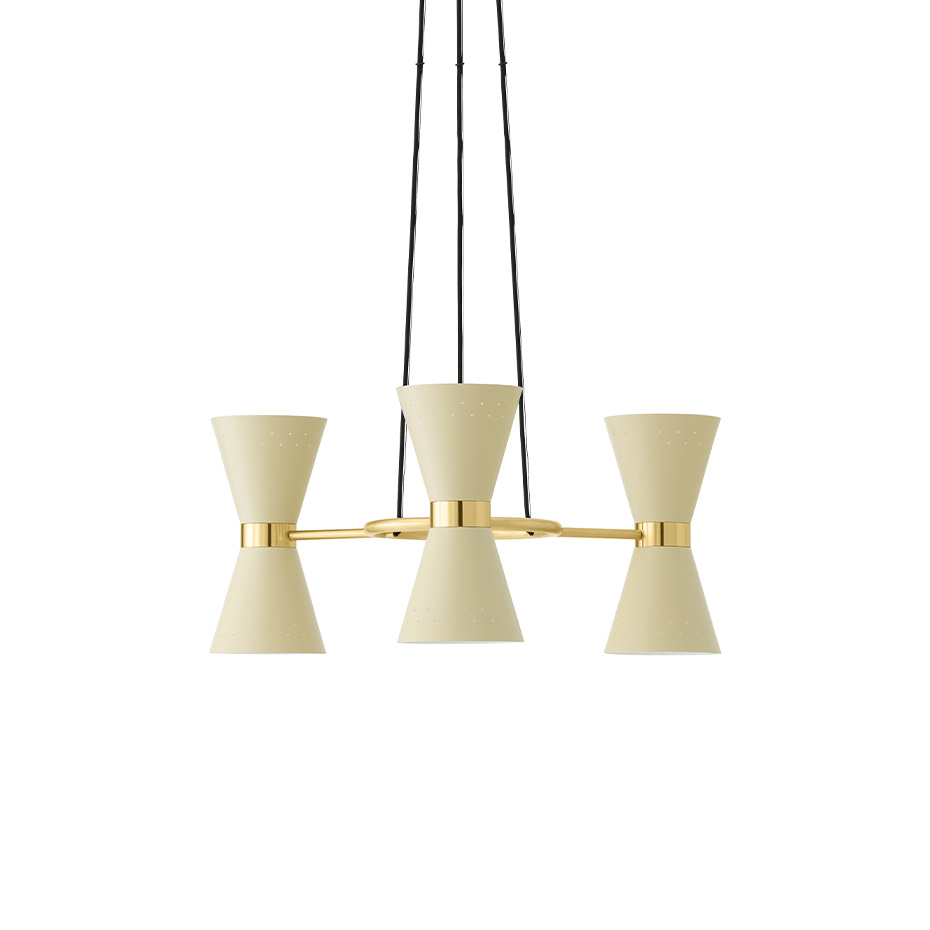 Collector Ljuskrona 3 Polished Brass/Crème