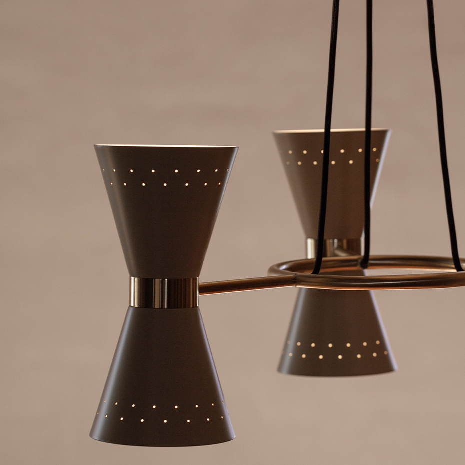 Collector Ljuskrona 3 Polished Brass/Crème