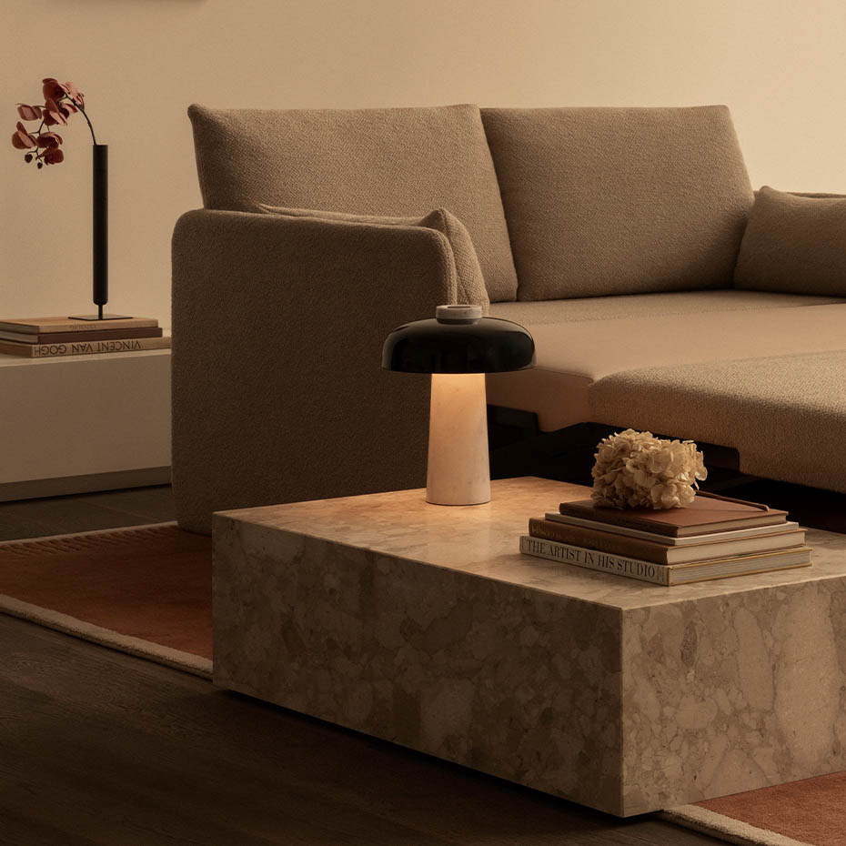 Reverse Bordslampa Carrara Marble/Black