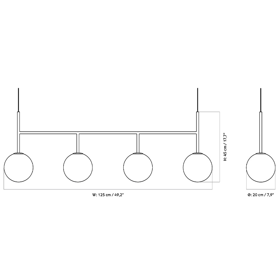 TR Bulb Pendelskena Polished Steel