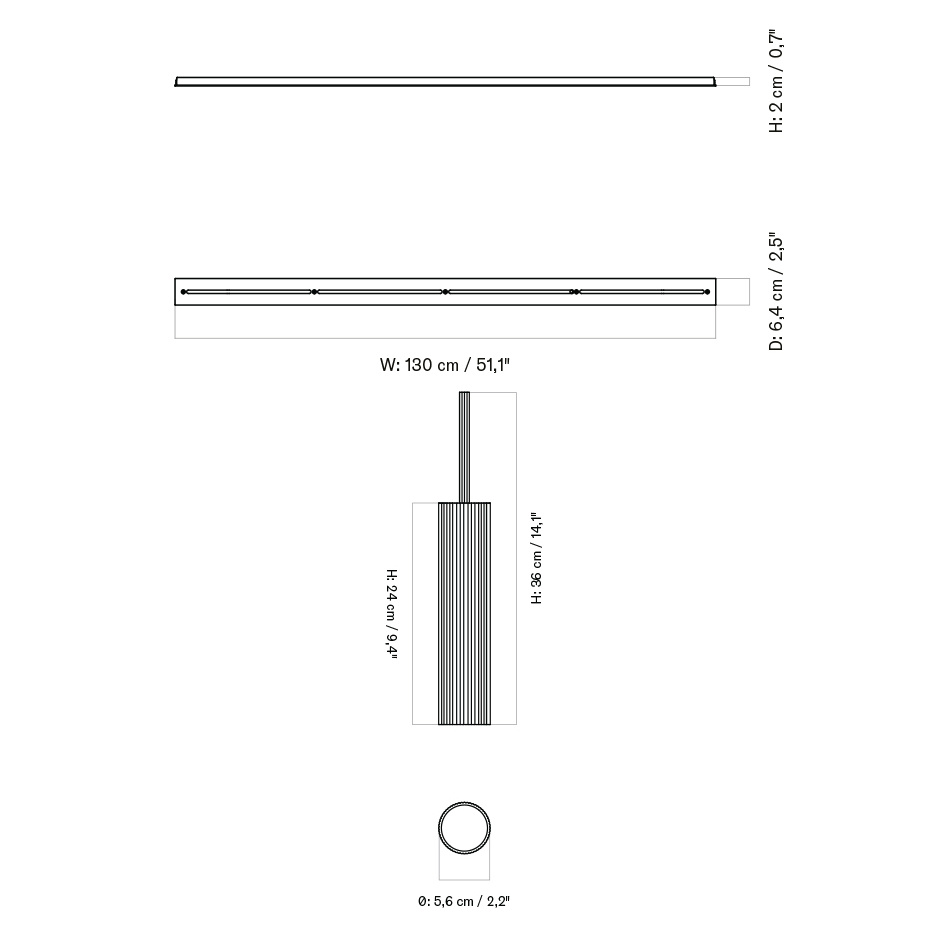 Tubulaire Pendel Rail 5 Bronzed Brass