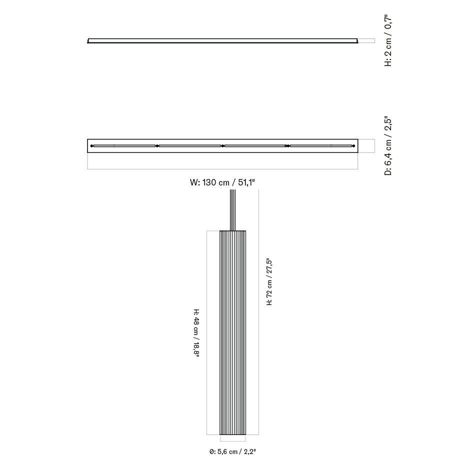 Tubulaire Pendel Rail 3 Bronzed Brass