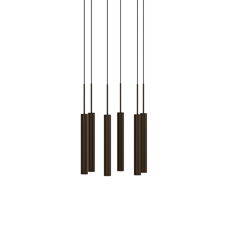 Tubulaire Pendel Chandelier 6 Bronzed Brass