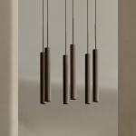 Tubulaire Pendel Chandelier 6 Bronzed Brass Tubulaire Pendel Chandelier 6 Bronzed Brass