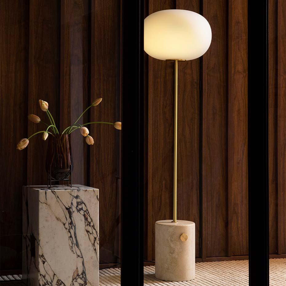 JWDA Golvlampa Travertine/Brushed Brass