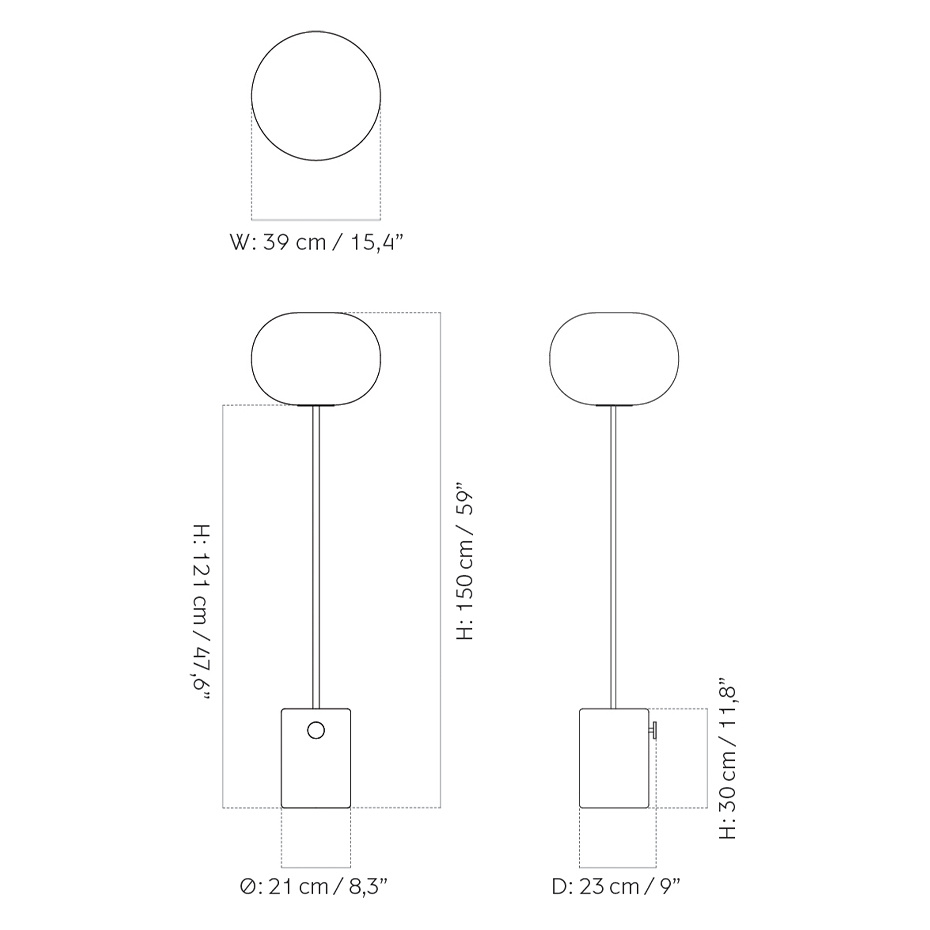 JWDA Golvlampa Red Travertine/Bronzed Brass