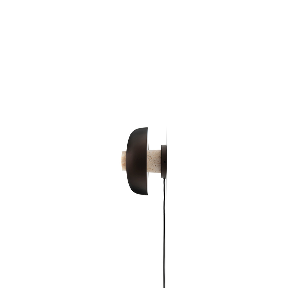 Reverse Vägglampa Dimmer On Cord Sand Travertine/Bronzed Brass