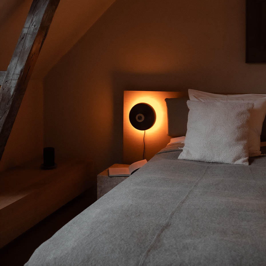 Reverse Vägglampa Dimmer On Cord Sand Travertine/Bronzed Brass