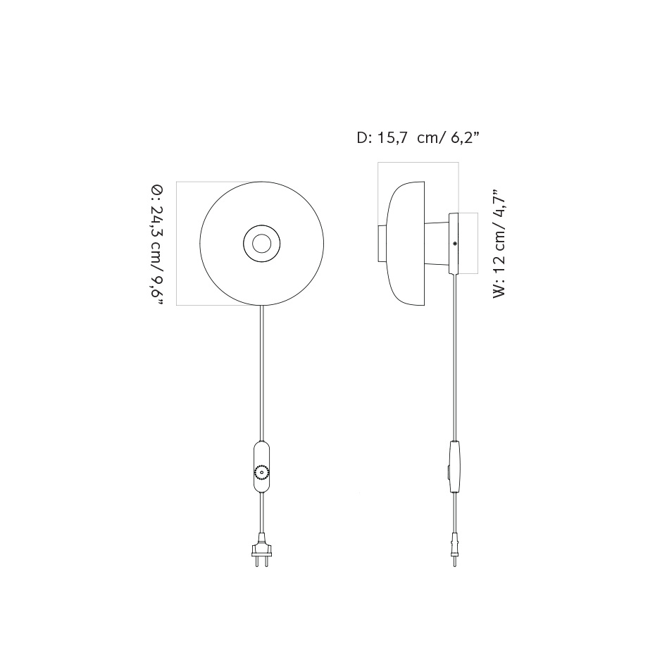 Reverse Vägglampa Dimmer On Cord Sand Travertine/Bronzed Brass