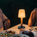 Básica Mínima Batería Bordslampa Stitched Beige Parchment Básica Mínima Batería Bordslampa Stitched Beige Parchment