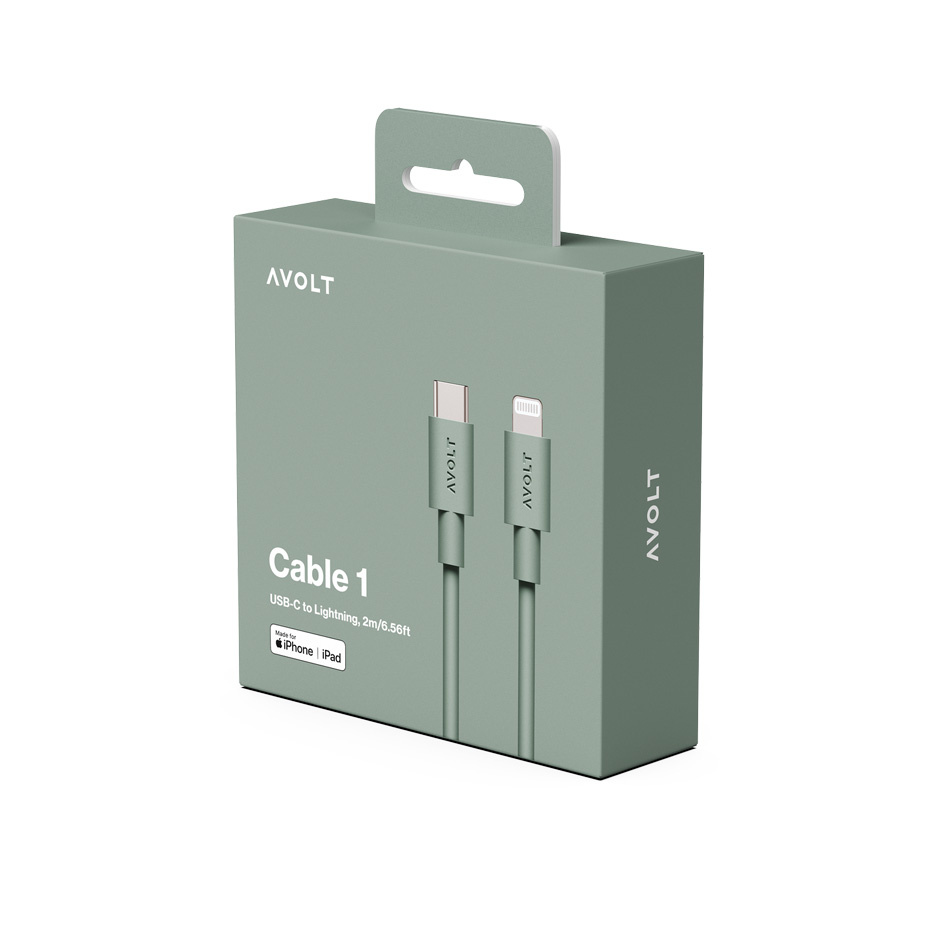 Cable 1 USB-C To Lightning (MFi) 2m Oak Green