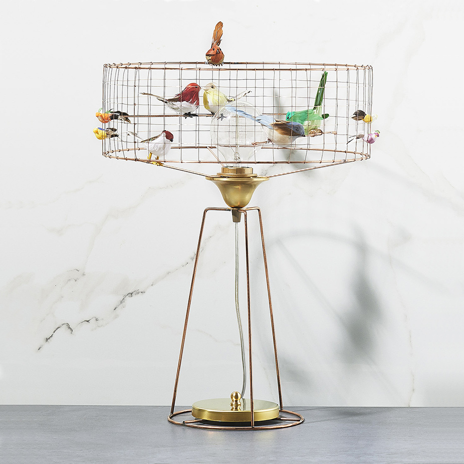 Fågellampa Lampe Tambour Volière Bordslampa