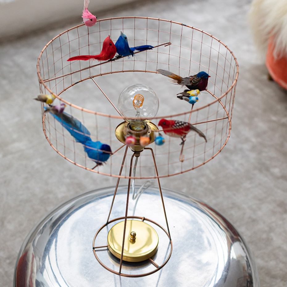 Fågellampa Lampe Tambour Volière Bordslampa