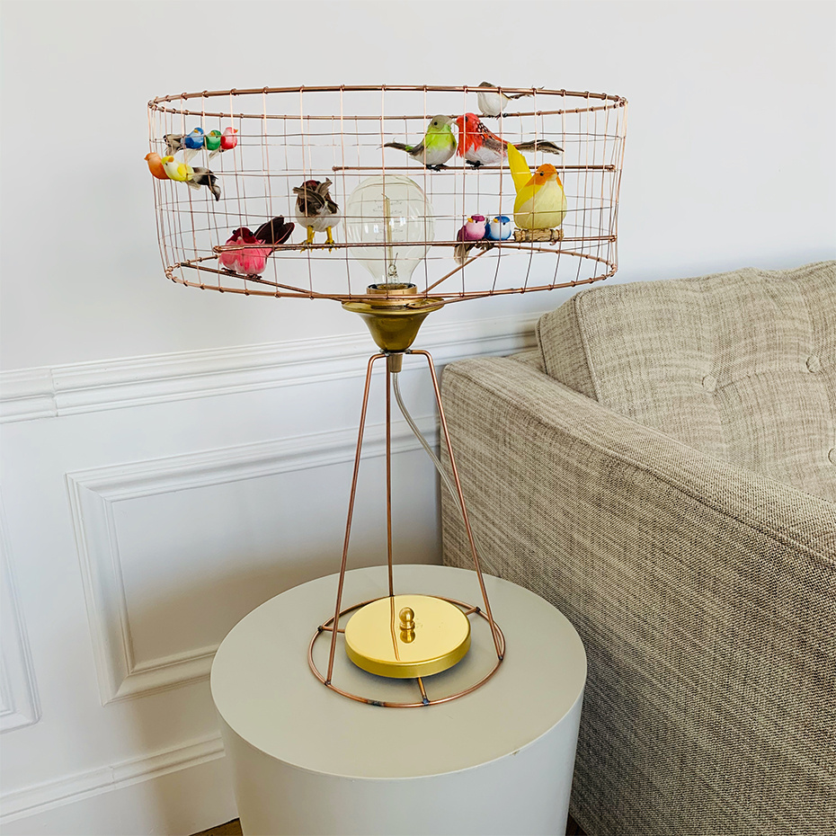 Fågellampa Lampe Tambour Volière Bordslampa