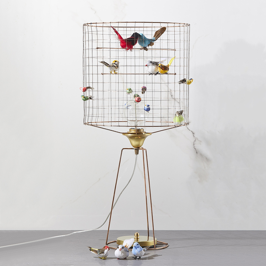 Fågellampa Lampe Haute Volière Bordslampa