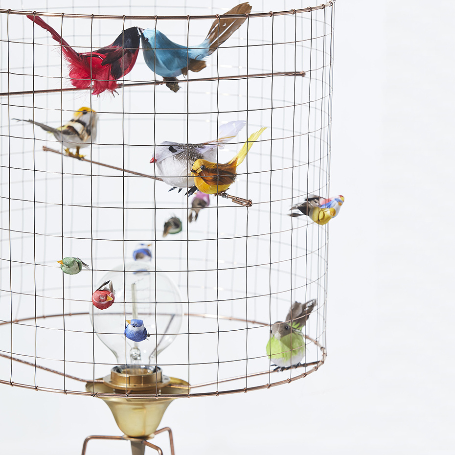 Fågellampa Lampe Haute Volière Bordslampa