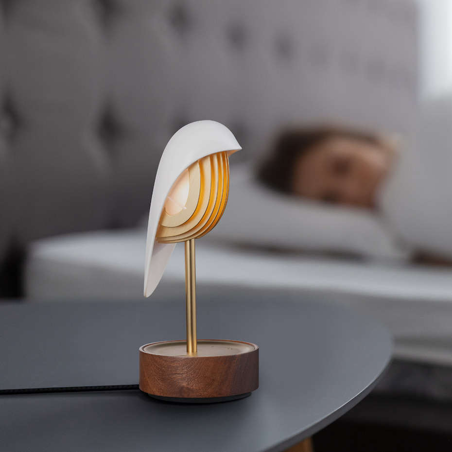 Whisper Bordslampa & Väckarklocka Onyx Black