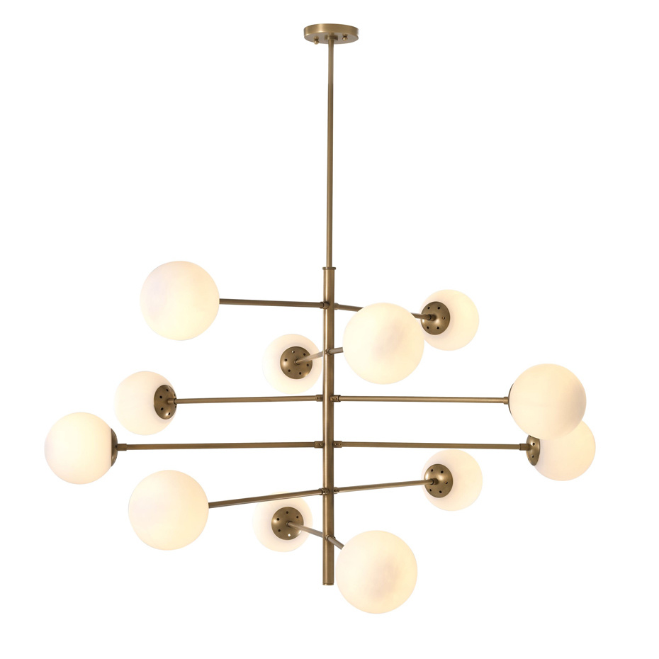 Tortora Ljuskrona Antique Brass/Opal Glass