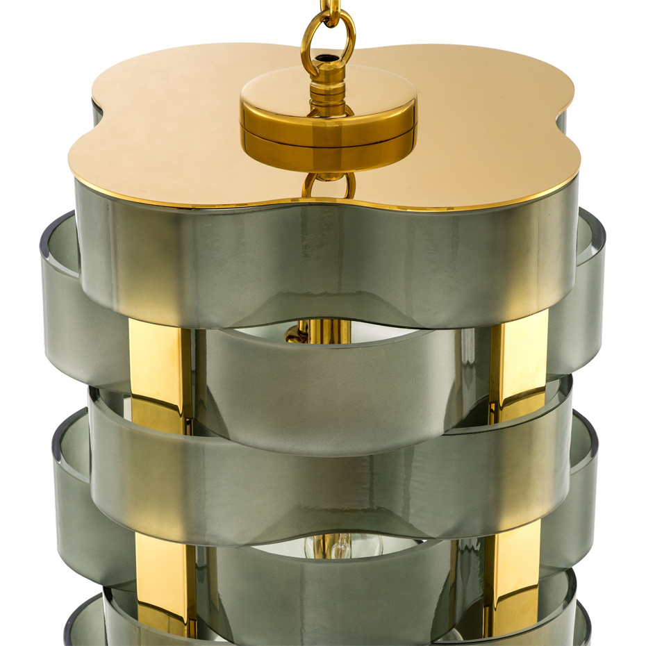 Martinique Ljuskrona Gold/Green Glass