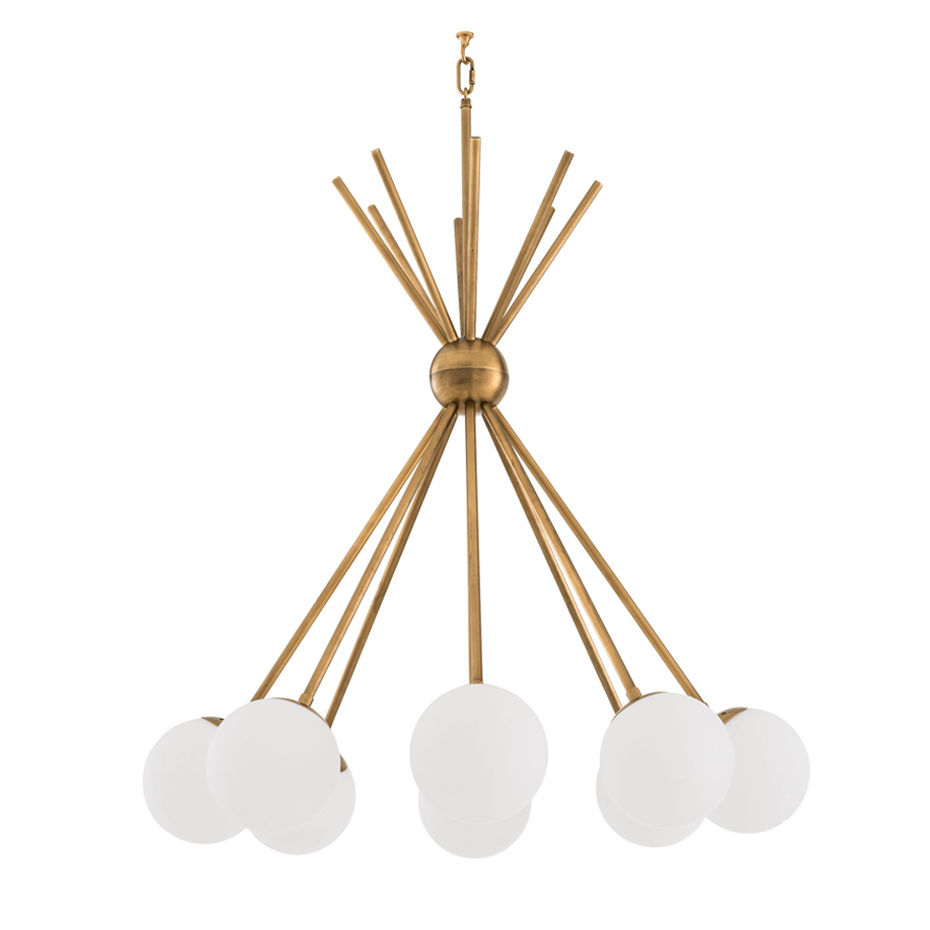 Luxor Ljuskrona Antique Brass/Opal Glass