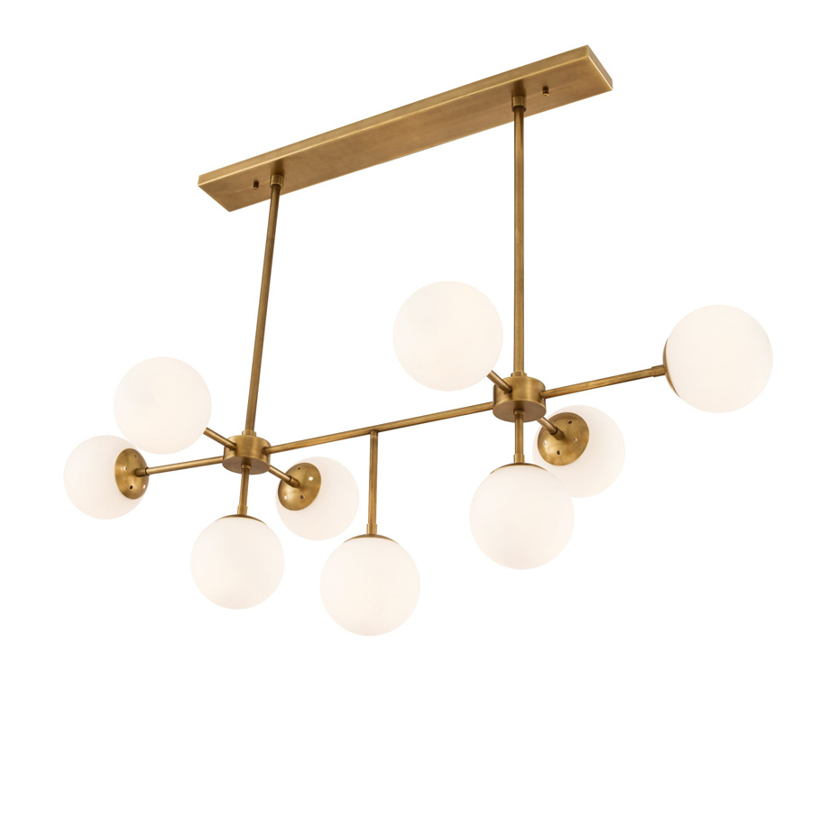 Lux Ljuskrona Antique Brass/Opal Glass