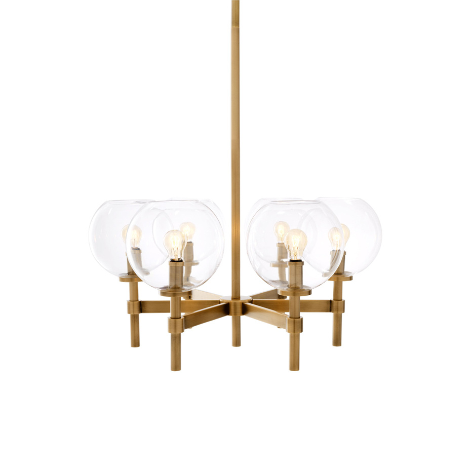 Jade Ljuskrona Small Antique Brass/Clear Glass