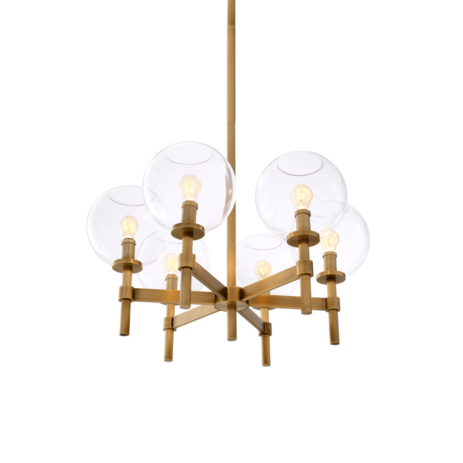 Jade Ljuskrona Small Antique Brass/Clear Glass