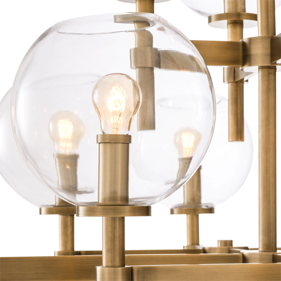 Jade Ljuskrona Large Antique Brass/Clear Glass