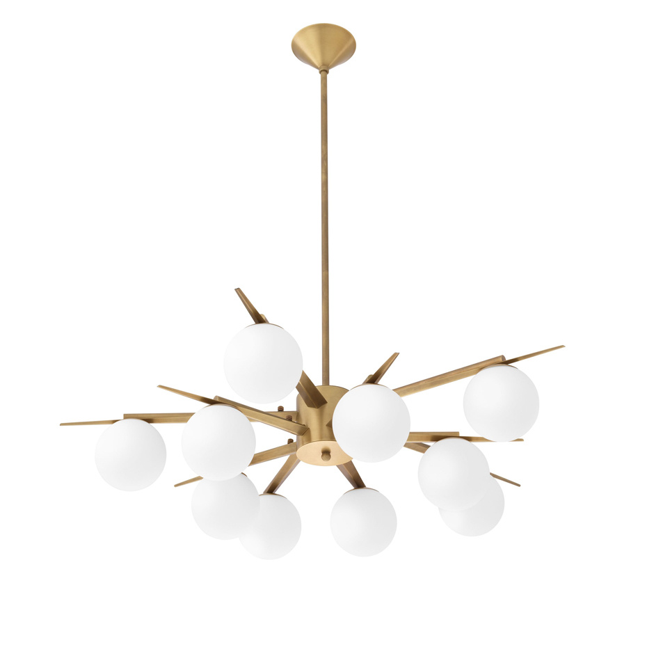 Venezia Ljuskrona Antique Brass/Opal Glass