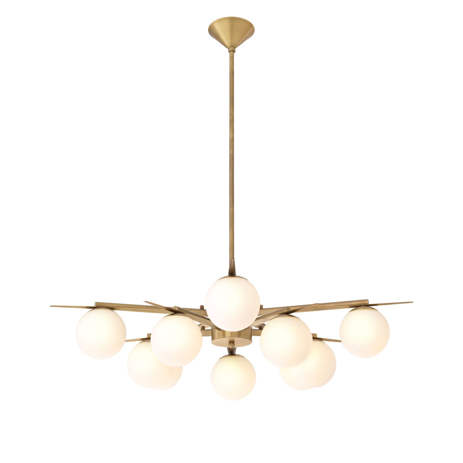 Venezia Ljuskrona Antique Brass/Opal Glass