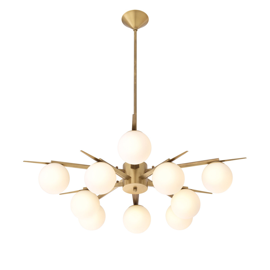 Venezia Ljuskrona Antique Brass/Opal Glass