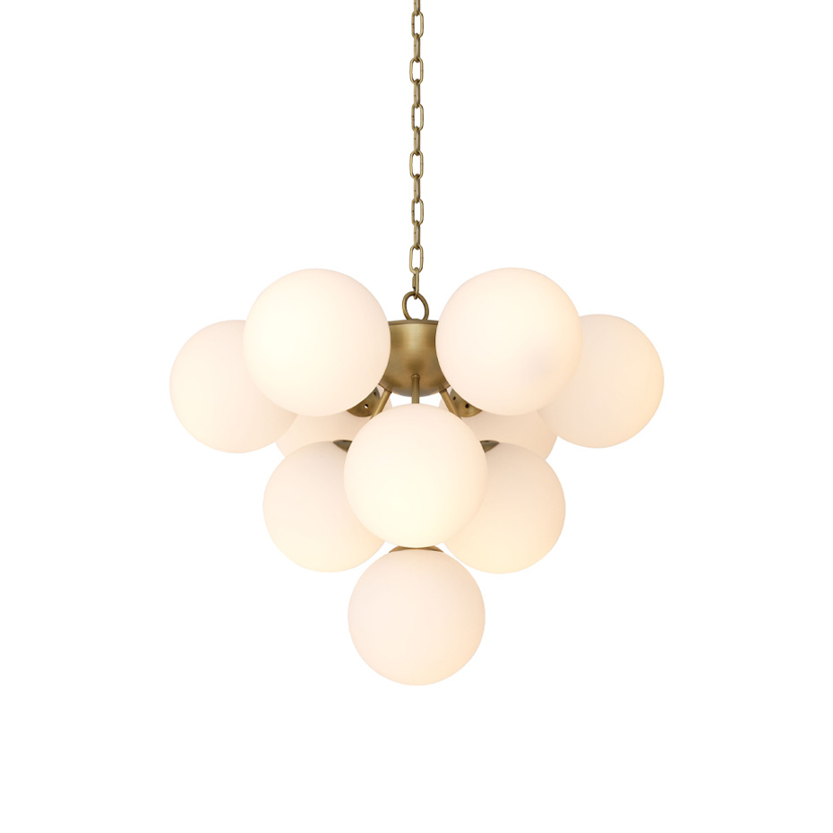 Icaro Ljuskrona Antique Brass/Opal Glass