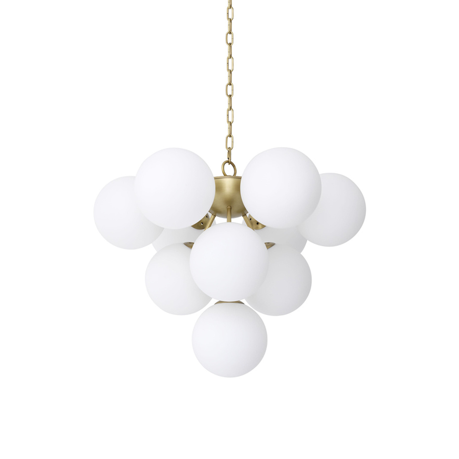 Icaro Ljuskrona Antique Brass/Opal Glass