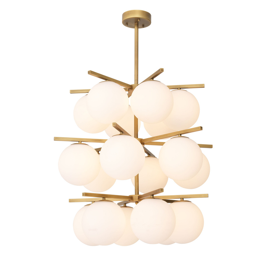 Noa Ljuskrona Antique Brass/Opal Glass