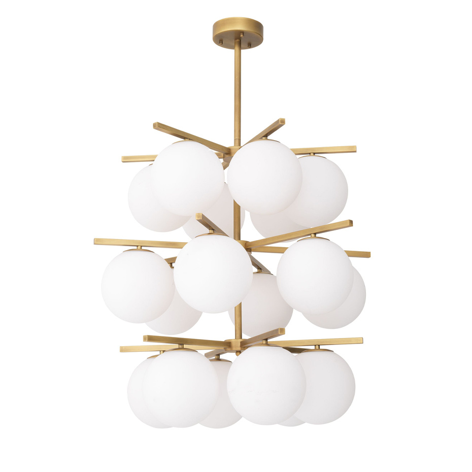 Noa Ljuskrona Antique Brass/Opal Glass