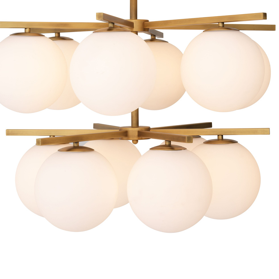 Noa Ljuskrona Antique Brass/Opal Glass