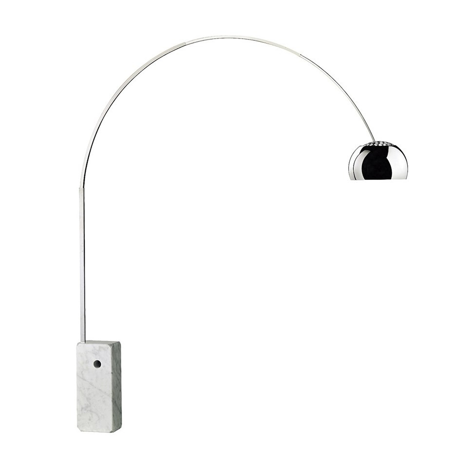 Arco LED Golvlampa Stainless Steel/Carrara Marble