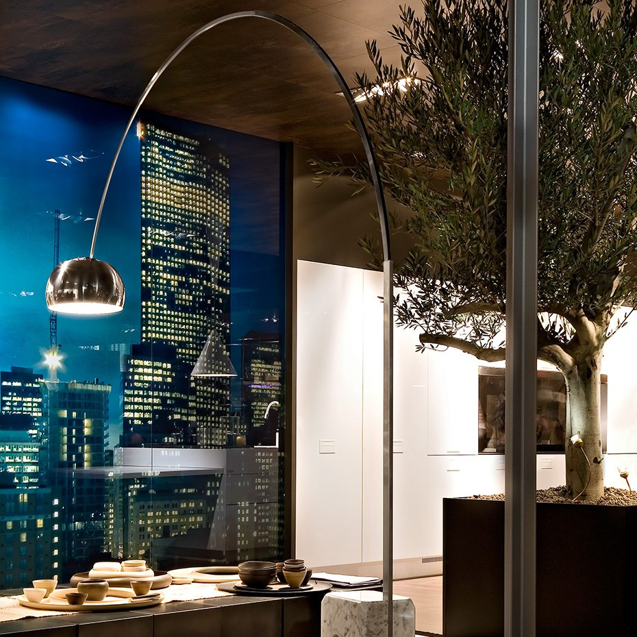 Arco LED Golvlampa Stainless Steel/Carrara Marble