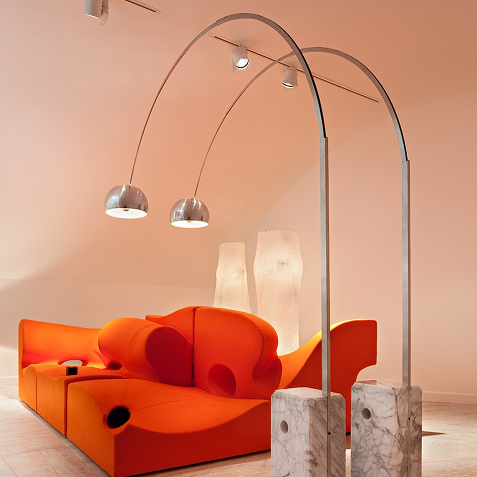 Arco LED Golvlampa Stainless Steel/Carrara Marble