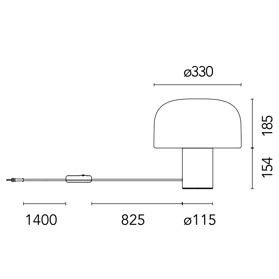 Bellhop Glass T Bordslampa Bright Aluminum