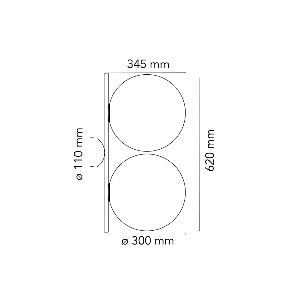 IC Lights C/W2 Double Tak/Vägglampa Matt Black