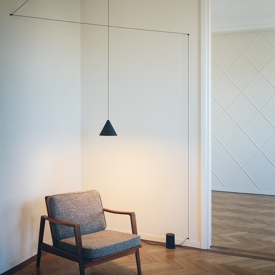 String Light Cone Pendel 12 Meter Touch Dimmer Blue