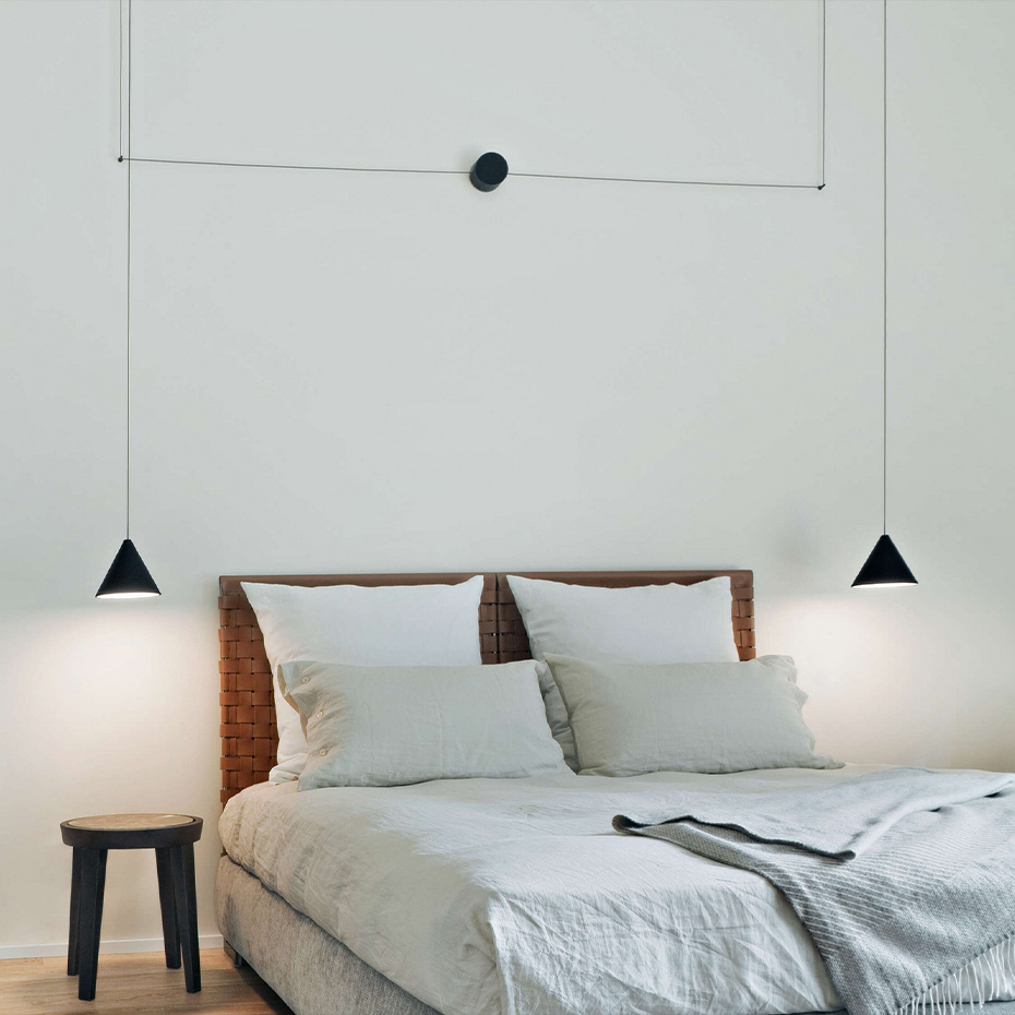 String Light Cone Pendel 12 Meter Touch Dimmer Black