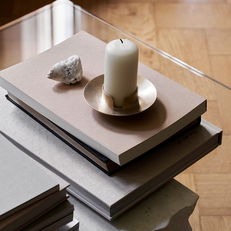 Block Candle Holder Brass